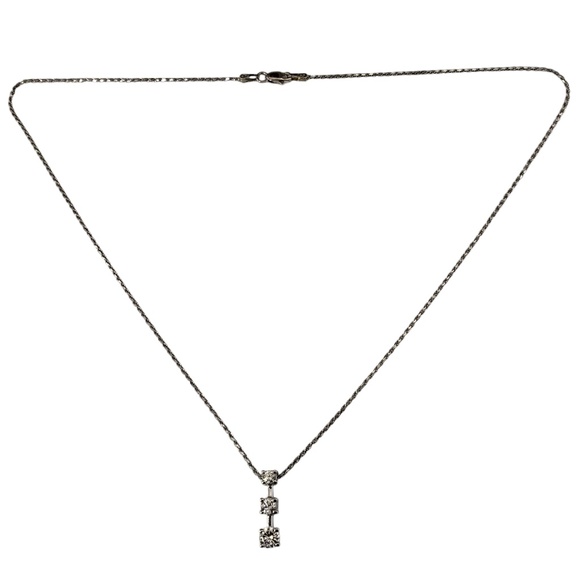 14 Karat White Gold 3 Diamond Pendant Necklace #18916 - Picture 2 of 7